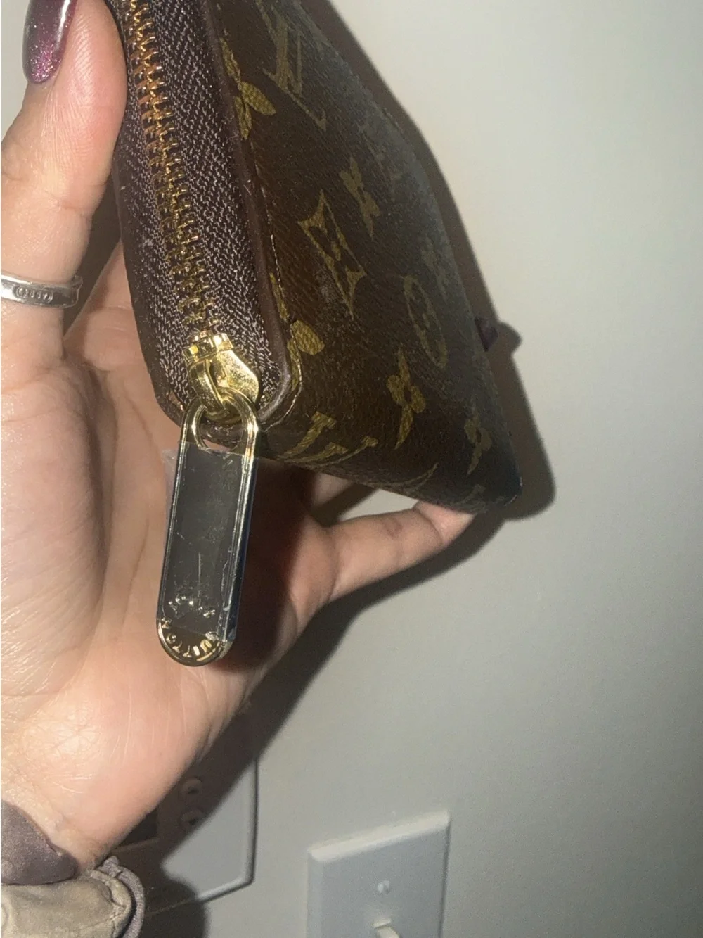 Louis Vuitton Brown Monogram Zip-Around Compact Wallet with Gold Hardware